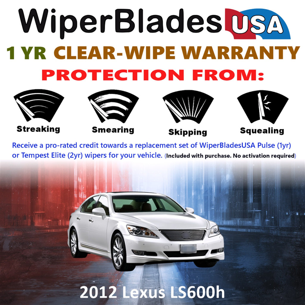 2012 Lexus LS600h Front Wiper blades Set Includes 1yr Wear Warranty & Free Delivery