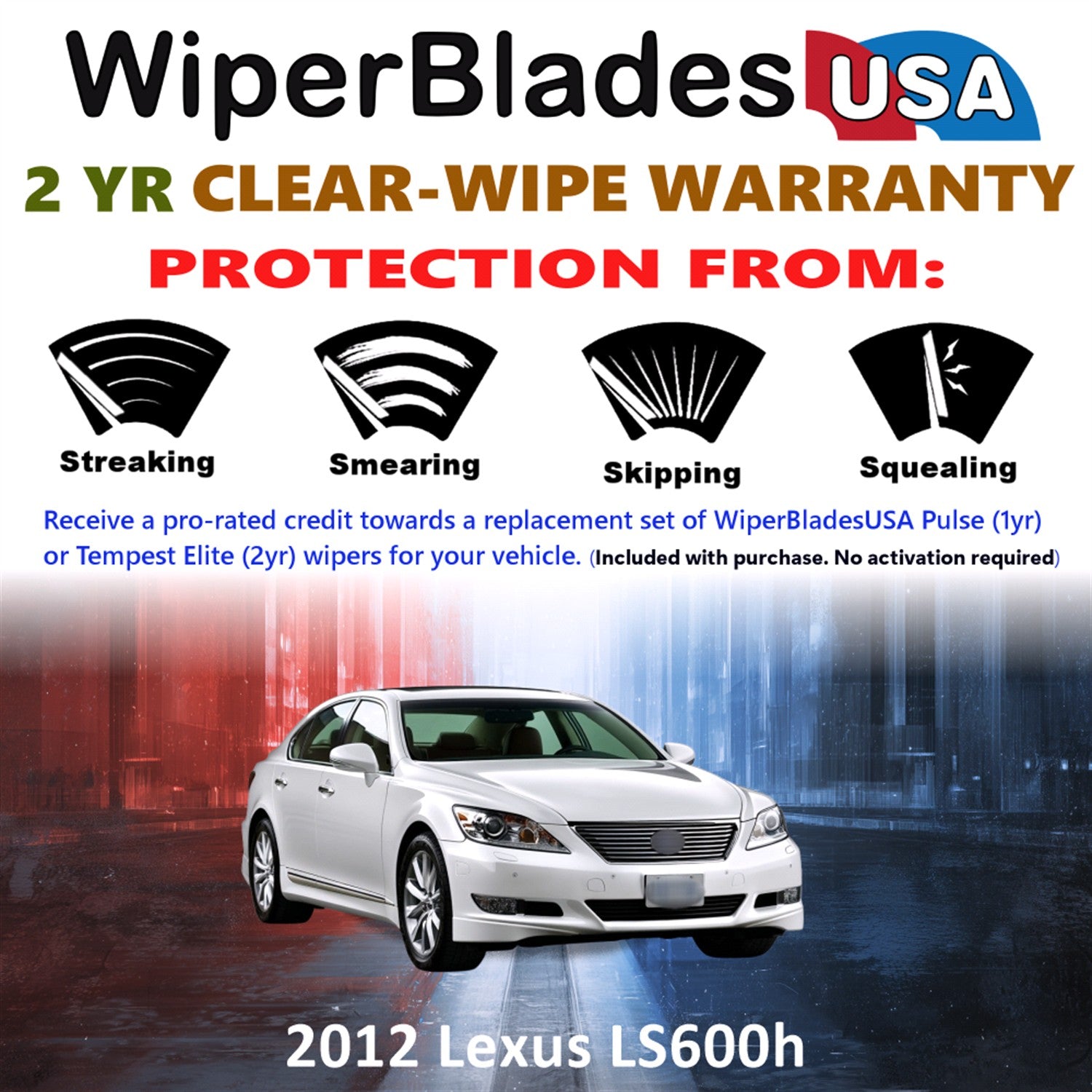 2012 Lexus LS600h Front Wiper blades Set  Includes 2yr Wear Warranty & Free Delivery