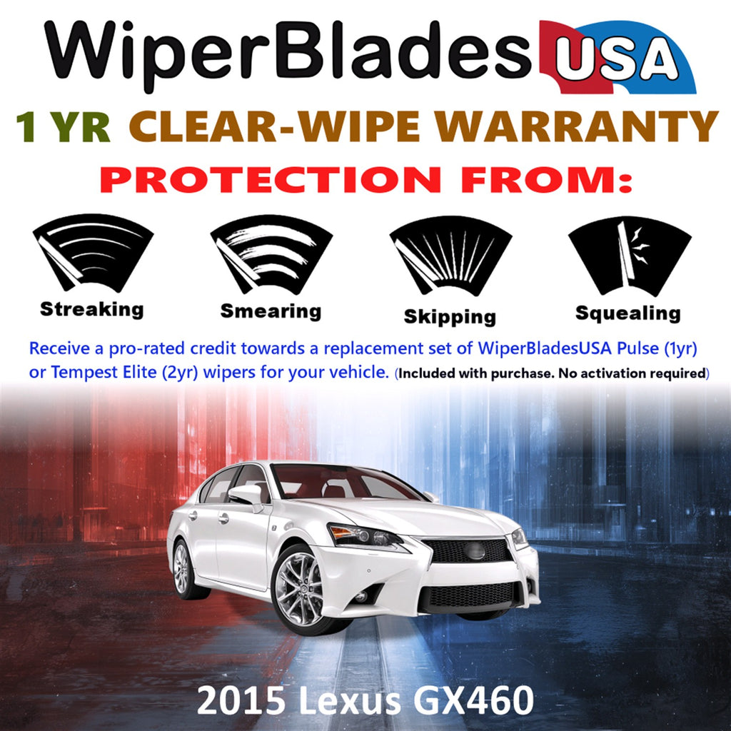 2015 Lexus GX460 Front Wiper blades Set Includes 1yr Wear Warranty & Free Delivery