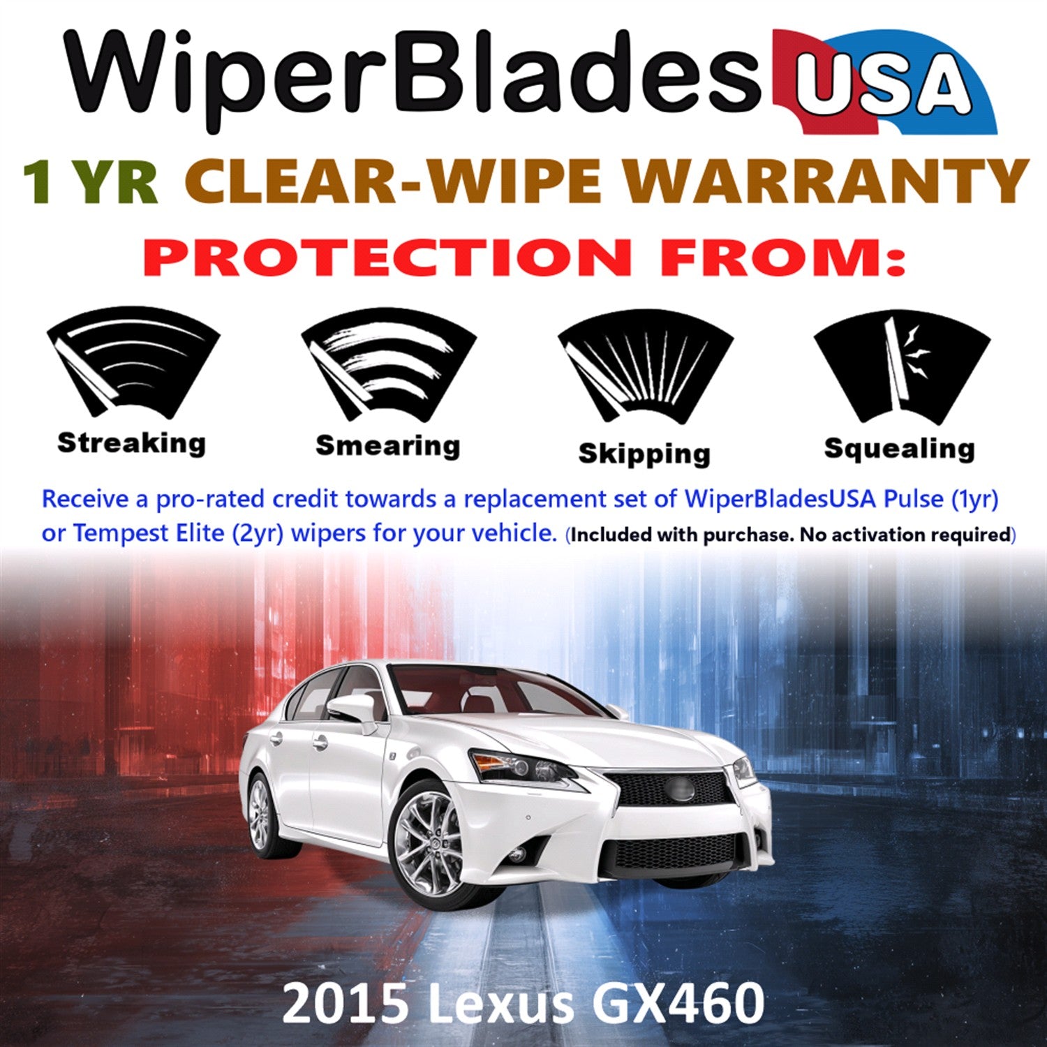 2015 Lexus GX460 Front Wiper blades Set Includes 1yr Wear Warranty & Free Delivery