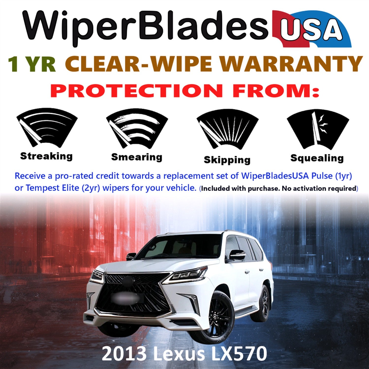 2013 Lexus LX570 Front Wiper blades Set Includes 1yr Wear Warranty & Free Delivery