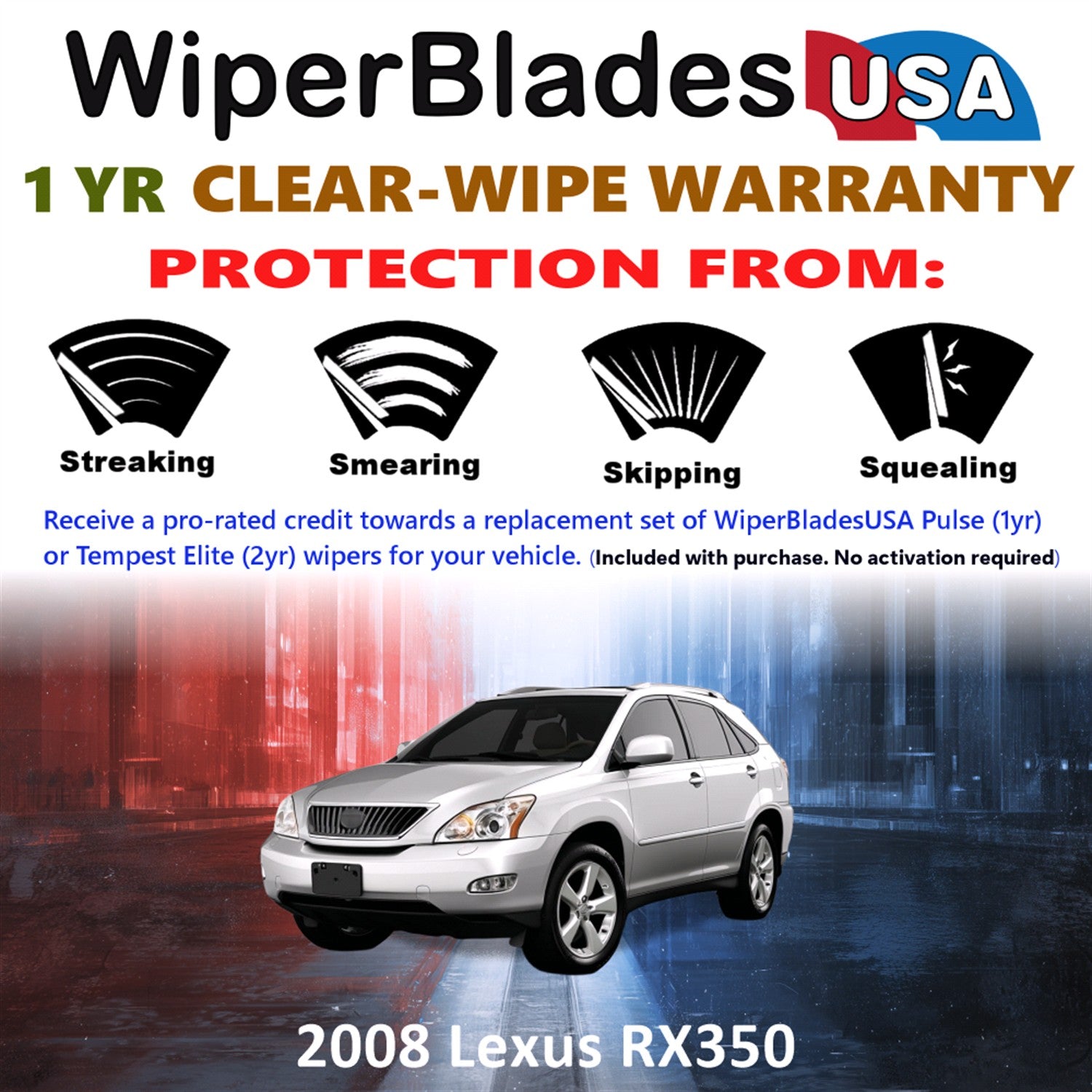 2008 Lexus RX350 Front Wiper blades Set Includes 1yr Wear Warranty & Free Delivery