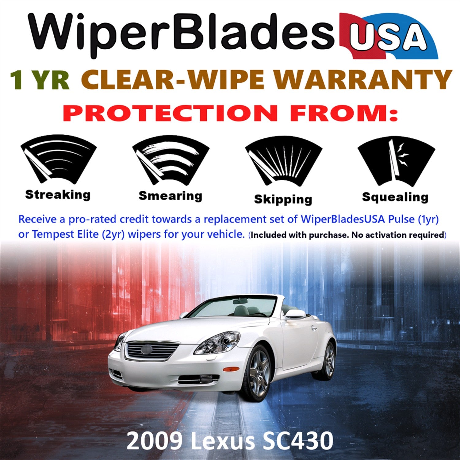 2009 Lexus SC430 Front Wiper blades Set Includes 1yr Wear Warranty & Free Delivery