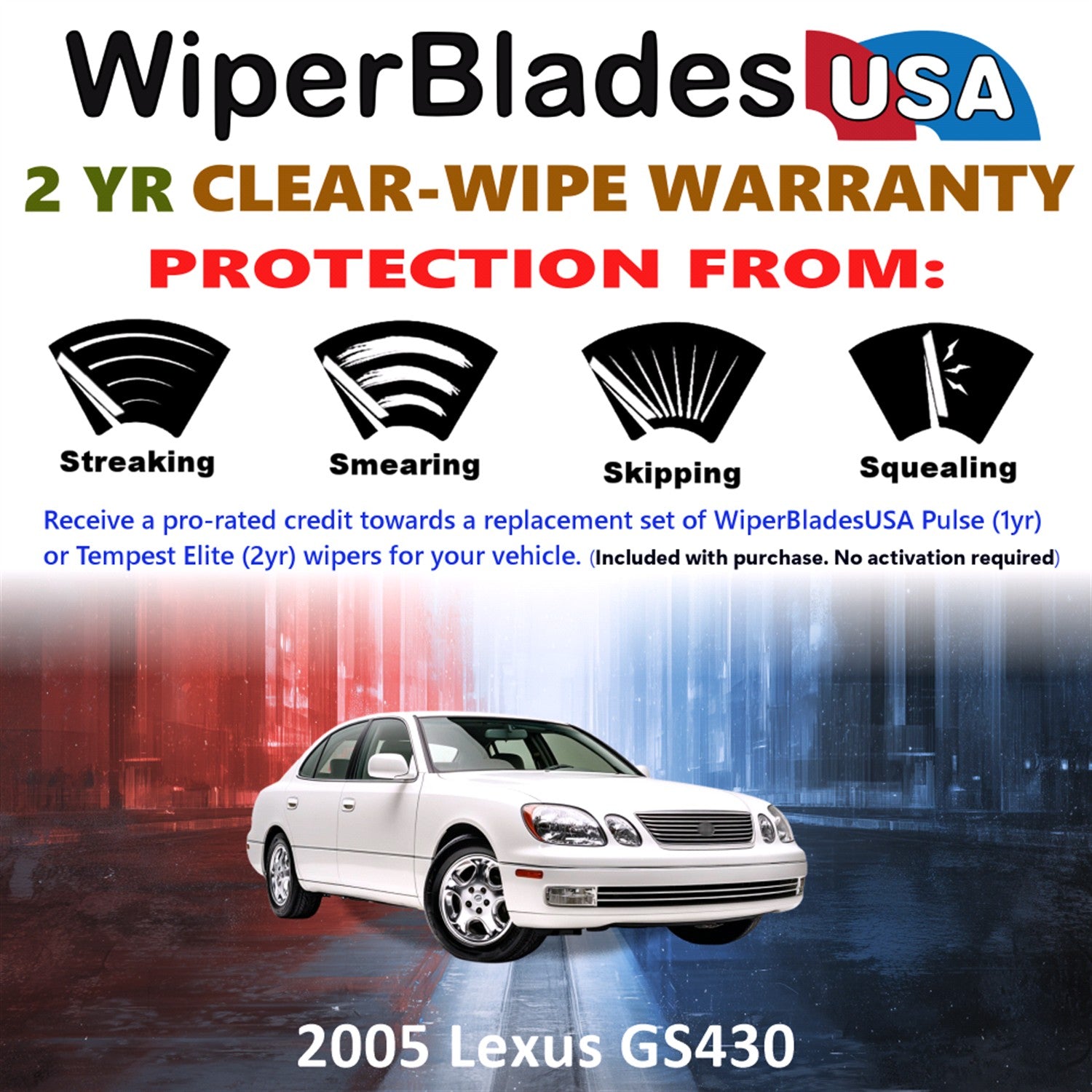 2005 Lexus GS430 Front Wiper blades Set  Includes 2yr Wear Warranty & Free Delivery
