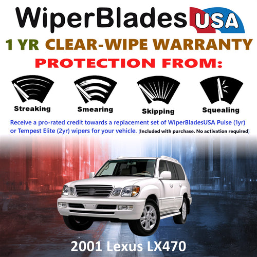 2001 Lexus LX470 Front w/Rear Wiper blades Set Includes 1yr Wear Warranty & Free Delivery