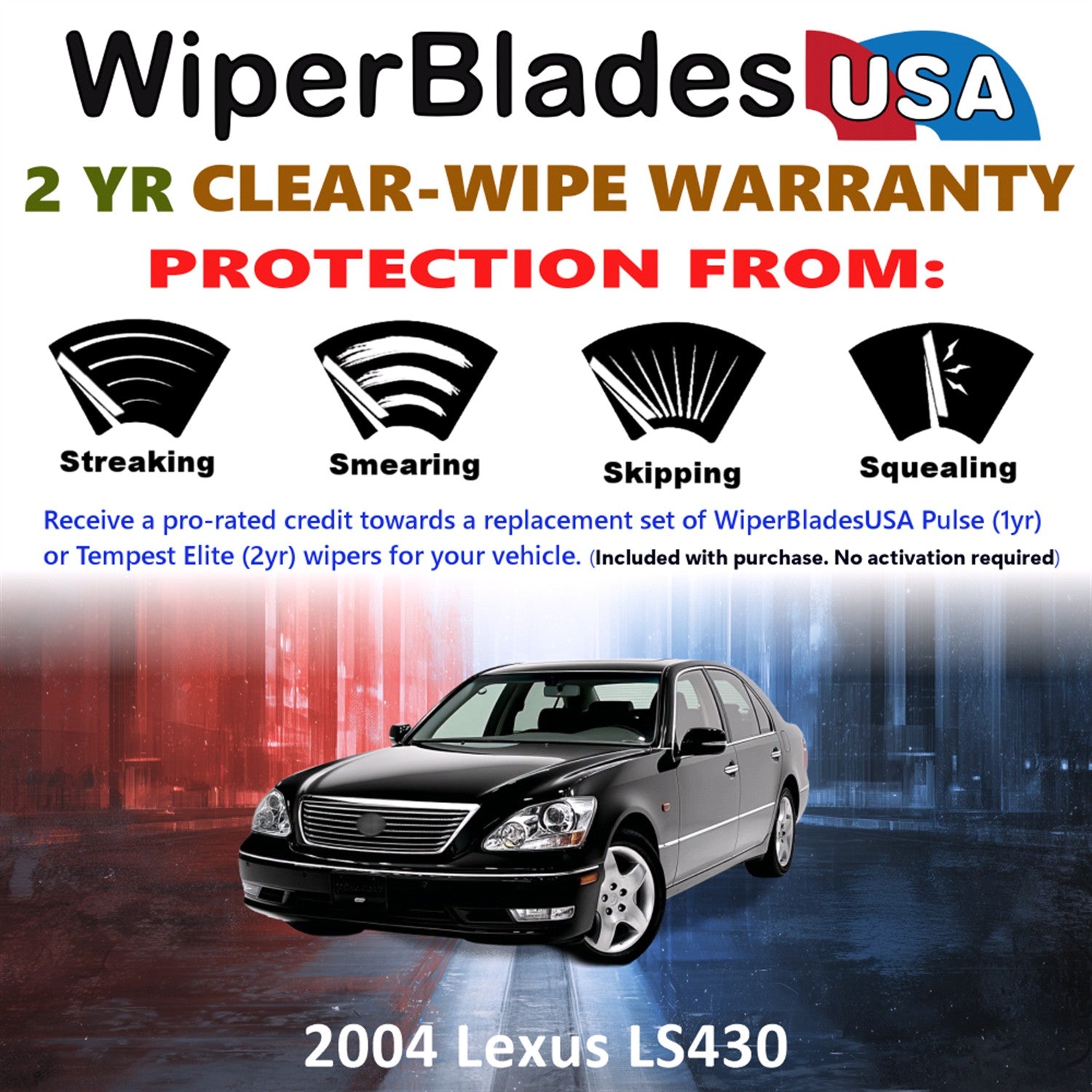 2004 Lexus LS430 Front Wiper blades Set  Includes 2yr Wear Warranty & Free Delivery