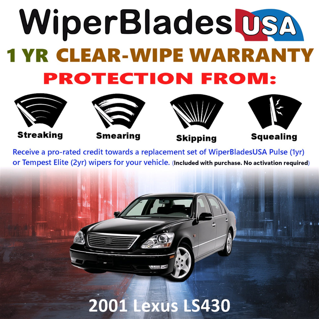 2001 Lexus LS430 Front Wiper blades Set Includes 1yr Wear Warranty & Free Delivery