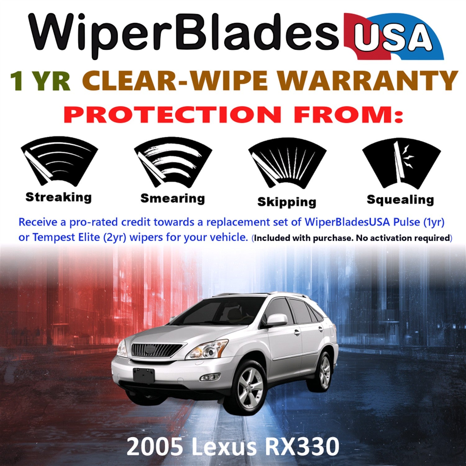 2005 Lexus RX330 Front Wiper blades Set Includes 1yr Wear Warranty & Free Delivery