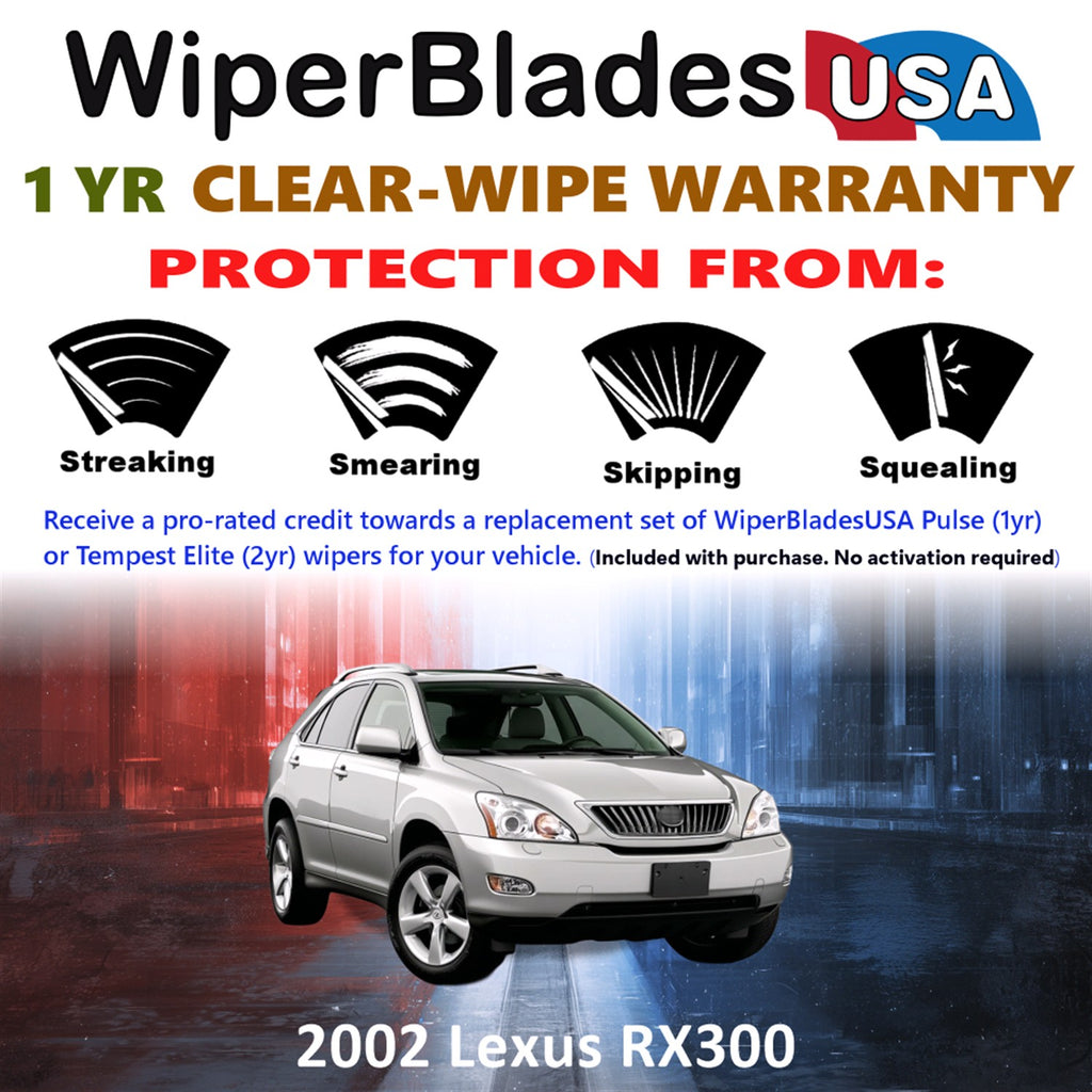 2002 Lexus RX300 Front Wiper blades Set Includes 1yr Wear Warranty & Free Delivery