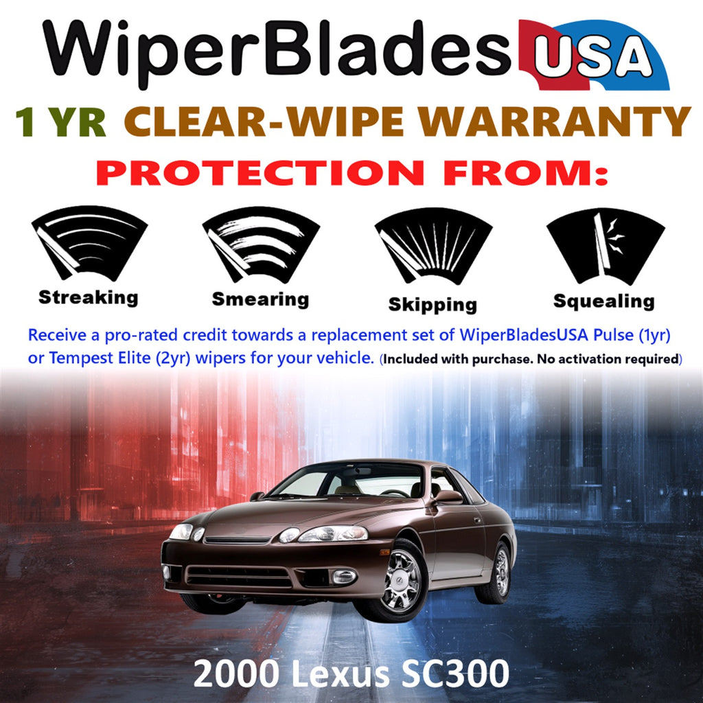 2000 Lexus SC300 Front Wiper blades Set Includes 1yr Wear Warranty & Free Delivery