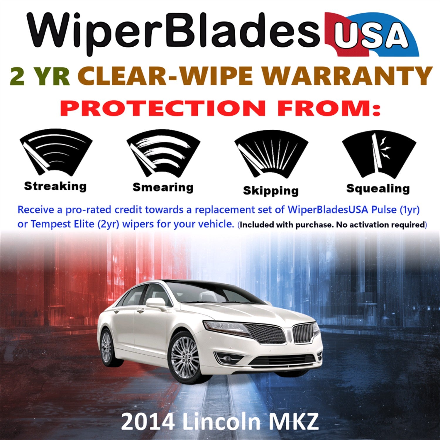 2014 Lincoln MKZ Front Wiper blades Set  Includes 2yr Wear Warranty & Free Delivery