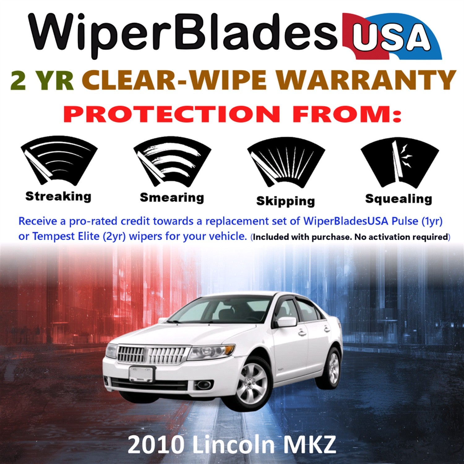 2010 Lincoln MKZ Front Wiper blades Set  Includes 2yr Wear Warranty & Free Delivery