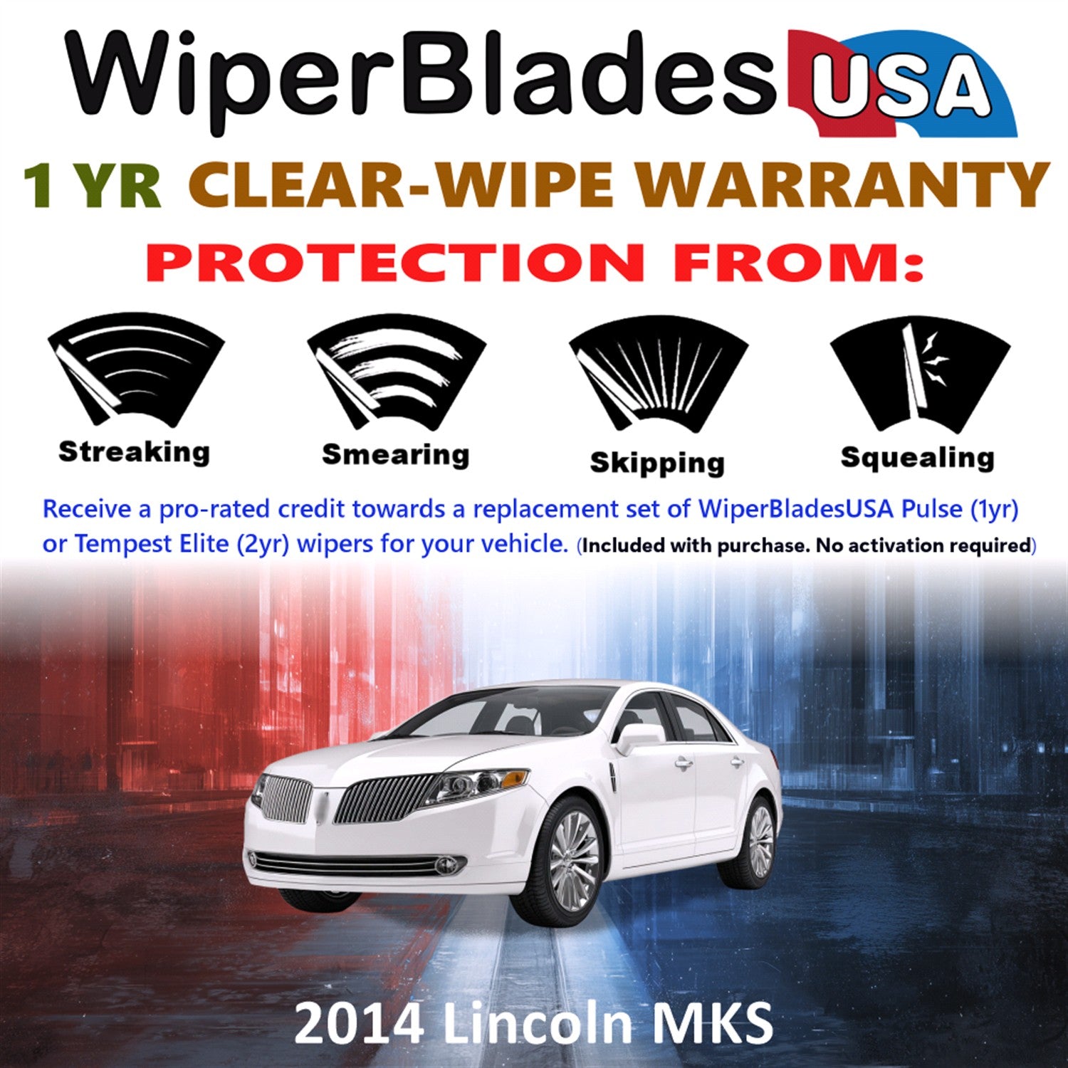 2014 Lincoln MKS Front Wiper blades Set Includes 1yr Wear Warranty & Free Delivery