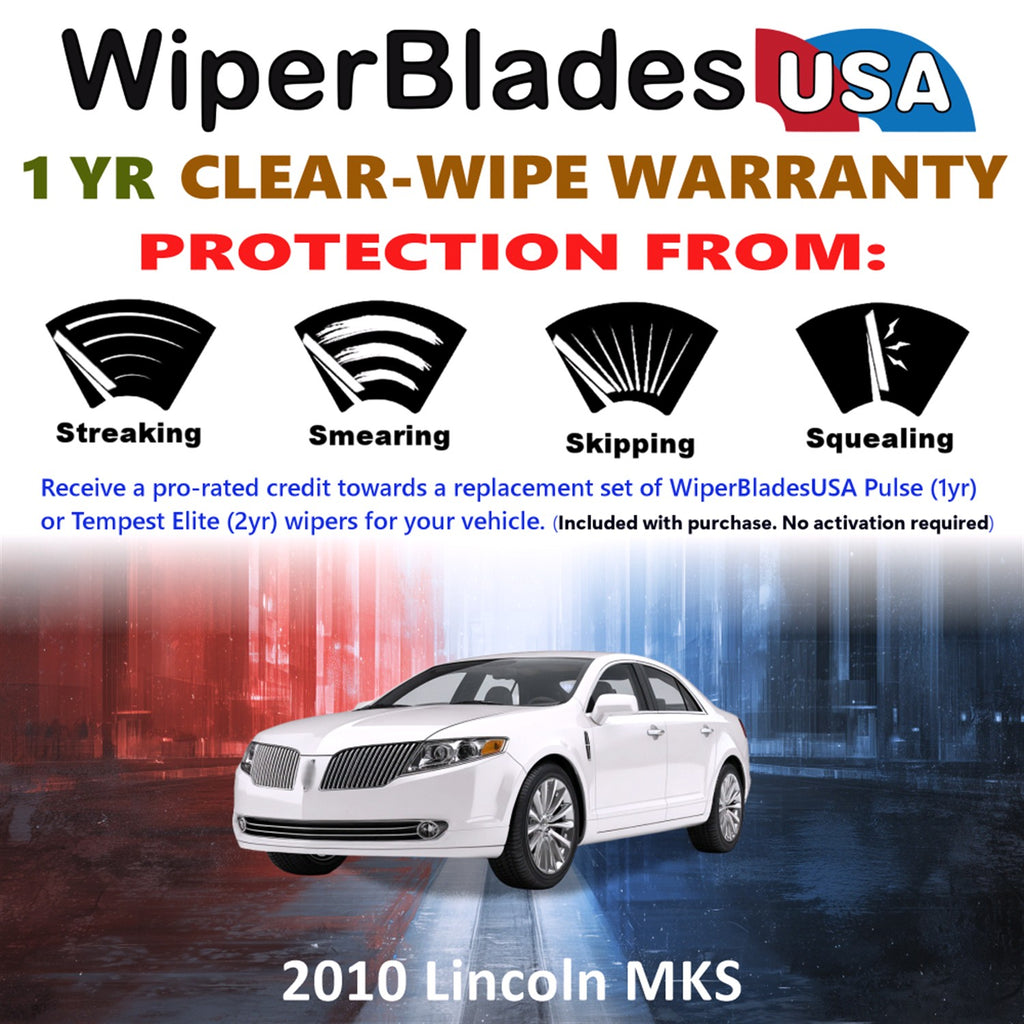 2010 Lincoln MKS Front Wiper blades Set Includes 1yr Wear Warranty & Free Delivery
