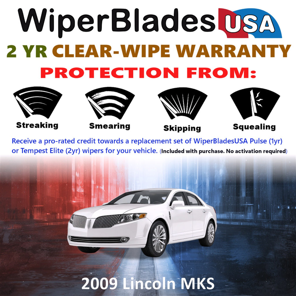 2009 Lincoln MKS Front Wiper blades Set  Includes 2yr Wear Warranty & Free Delivery