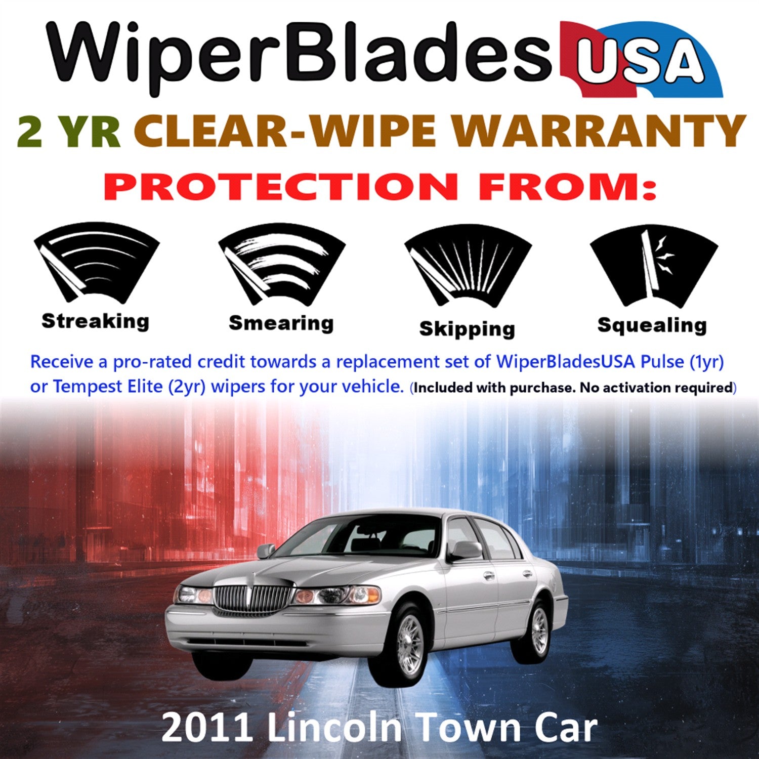 2011 Lincoln Town Car Front Wiper blades Set  Includes 2yr Wear Warranty & Free Delivery