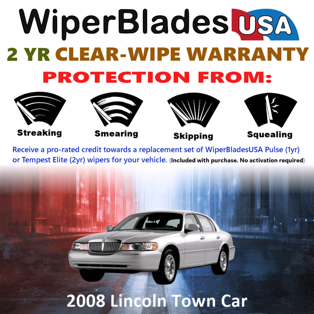 2008 Lincoln Town Car Front Wiper blades Set  Includes 2yr Wear Warranty & Free Delivery