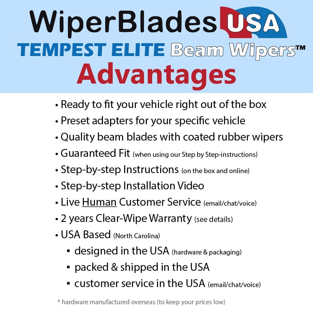 WiperBladesUSA Tempest Elite 2yr Wiper Wear Warranty